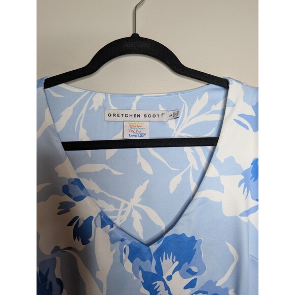 Gretchen Scott Jersey Iconic Iris Date Dress Floral Blue White L - Picture 6 of 6